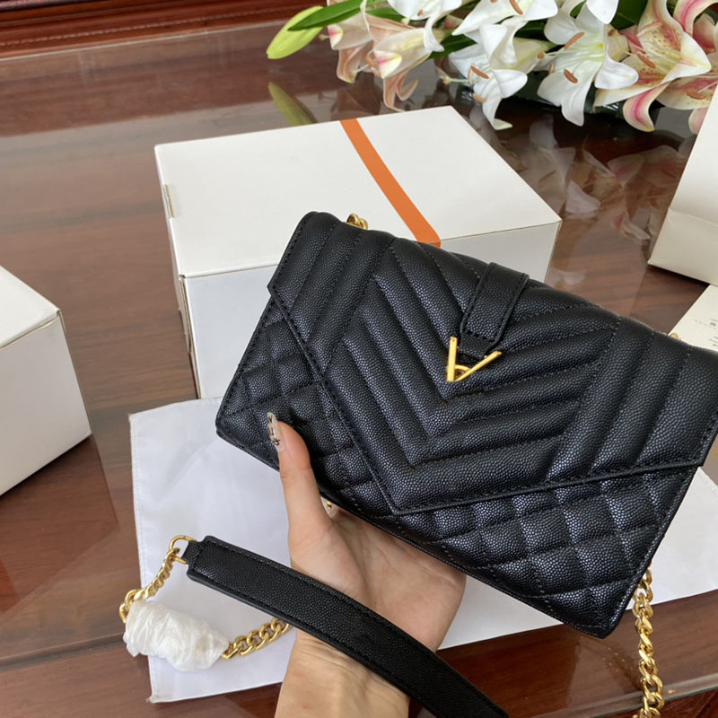 

Classic 2023 Fashion Designer Woman Bag Shoulder Bags Wallet Purse Original Box Genuine Leather Cross Body Chain High Grade Quality Handbag Envelope 21x14cm