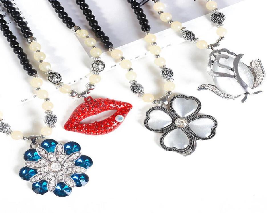 

Vintage bead Sweater Chain Colorful Shell Retro Necklaces Mix Fox Rose fish flower Bohemian Pendants Jewelry DHL 4507545