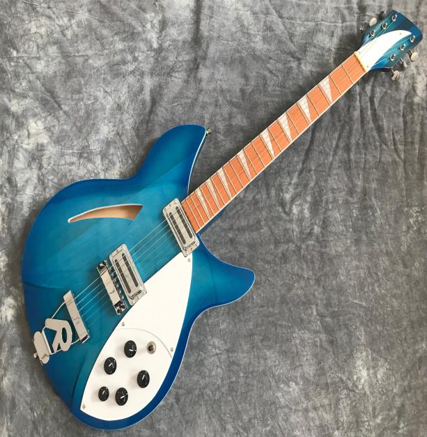 

Ricken 330 SemiHollow Body Electric Guitar Fingerboard Pear Wood Chrome Hardware Building Cream Color Blue2023113
