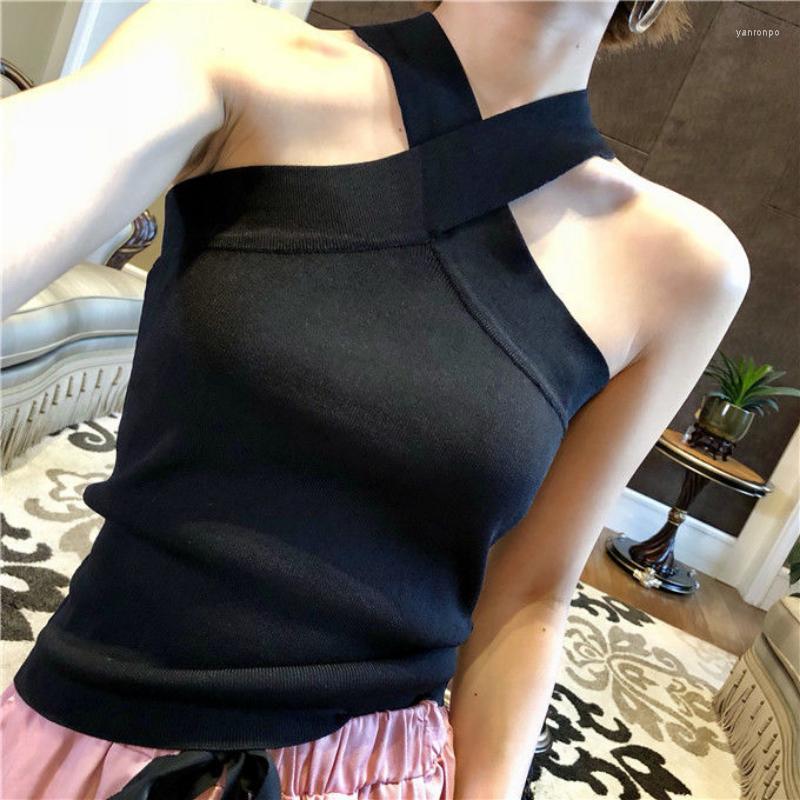 

Women's Tanks Sexy Y2k Crop Top Sleeveless Vest Summer T-shirt Strapless Knitted Camisole Streetwear Korean Fashion Clothing Womens Tops, White
