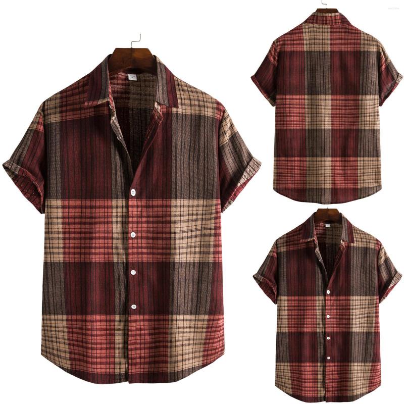 

Men's Casual Shirts Summer Blouse For Men 2023 Ethnic Short Sleeve Printing Hawaiian Shirt T-Shirt Clothes, Brown
