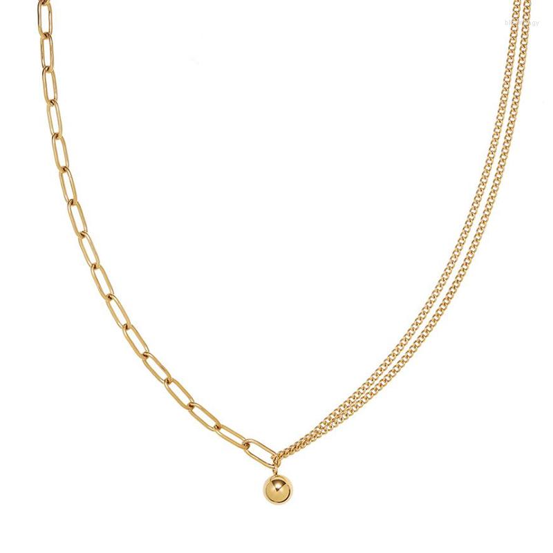 

Pendant Necklaces Ball Necklace For Women Girls Splicing Chain Gold Color Titanium Steel Charm Clavicle Simple Jewelry Gift (GN859)