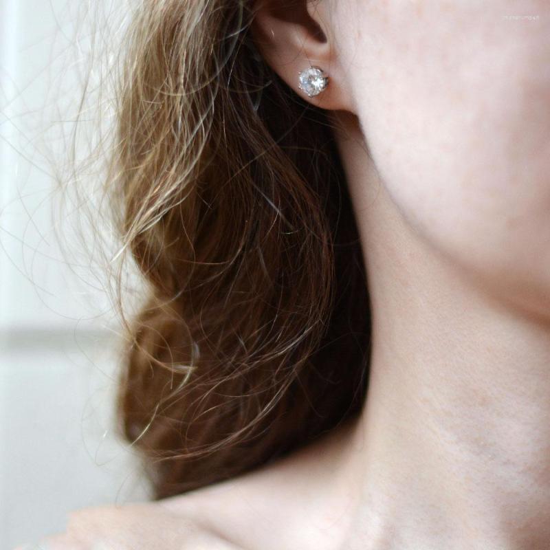 

Hoop Earrings Fashion Stainless Steel Stud For Women Silver Color 3 Size Studded With Zircon Luxury Accessories