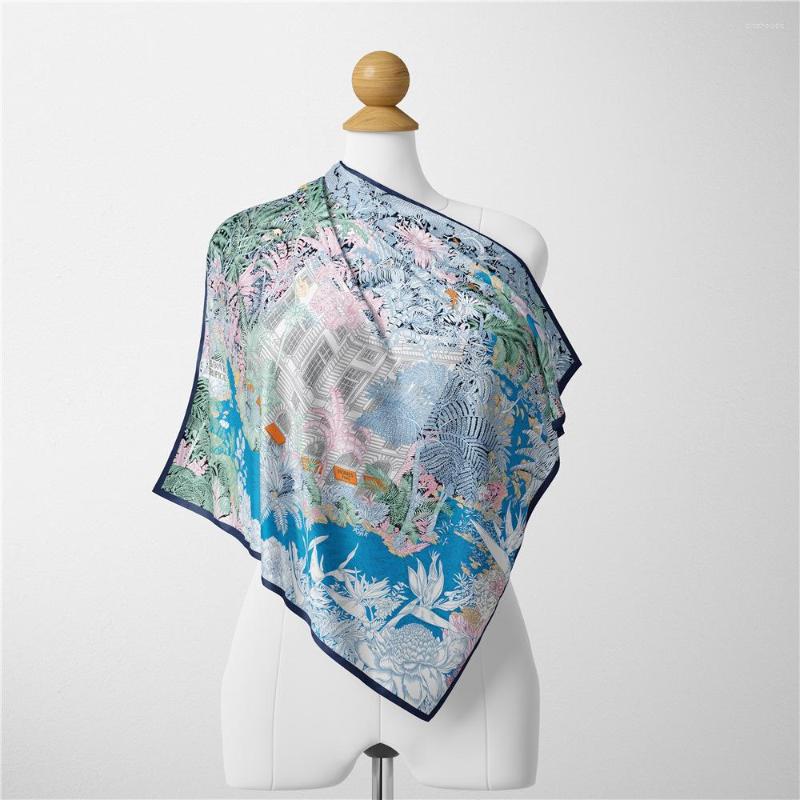 

Scarves Twill Silk Scarf Woman Jungle City Print Square Wraps Bandana Small Hijab Foulards Lady Tie Headband Neckerchief 53CM