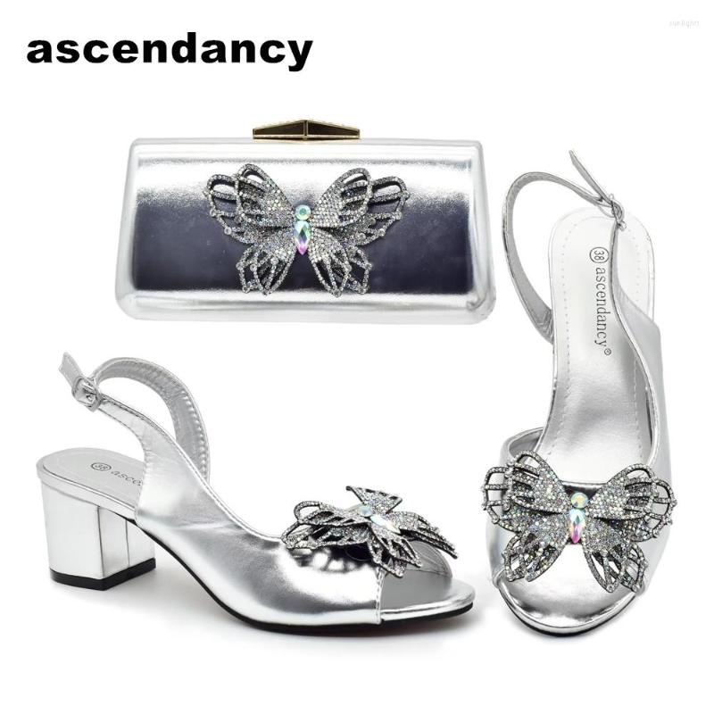 

Dress Shoes Arrival Italian And Bags Matching Set Decorated With Butterfly Women S Nigeria Fashion Wedding Bride, Red