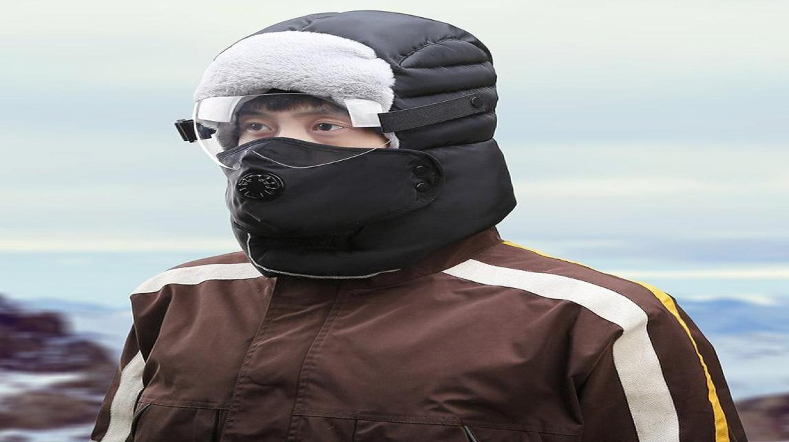 

Berets 2022 Fashion Warm Cap Winter Men Original Design Hats For Women Waterproof Hood Hat With Glasses Cool Balaclava9749264, Red