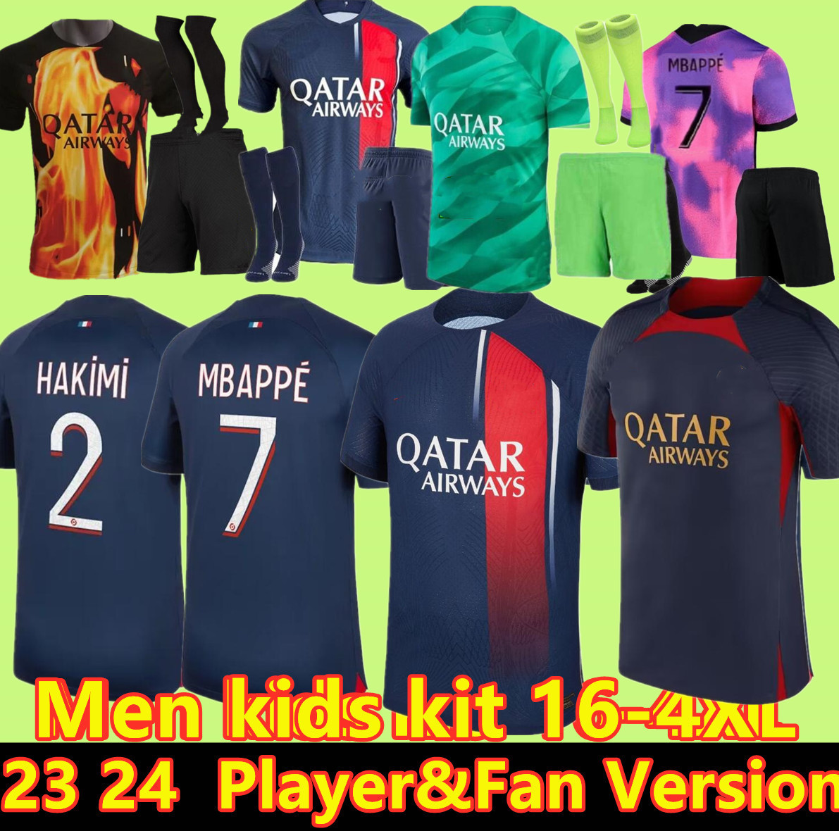 

22 23 24 PsGs MBAPPE soccer jerseys 2023 2024 WIJNALDUM SERGIO RAMOS HAKIMI fourth Maillots de football VERRATTI 4TH shirt Men kids Full Kits, 22 23 player version