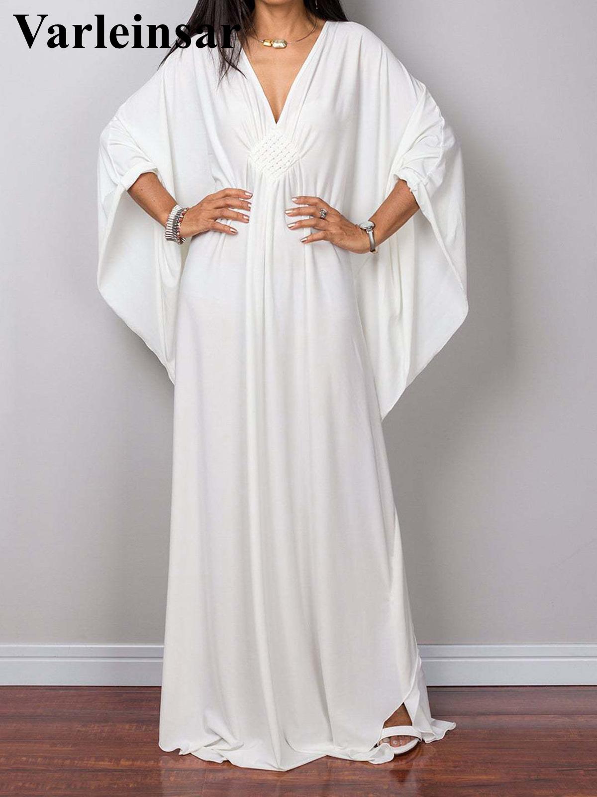

Dresses 2023 New V Neck Loose Maxi Dress Long Dress Batwing Sleeve Kaftan Tunic Cover Up Coverups Beach Dress Beach Wear Female V4427w, Yellow