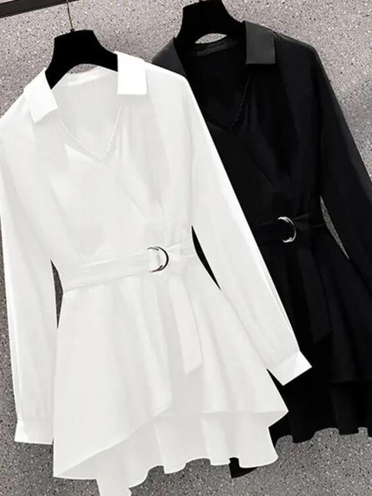 

Women's Blouses Women Vintage Long Sleeve All-match Casual Elegant Office Lady Fashion Daily Temperament Solid Color Tops, Black