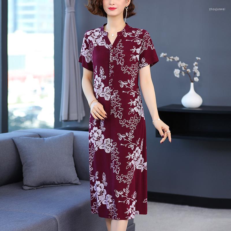 

Party Dresses 2023 Summer Dress Women Vintage Floral Print Short Sleeve Sundress Ladies Bohemian Vestido, Color 15