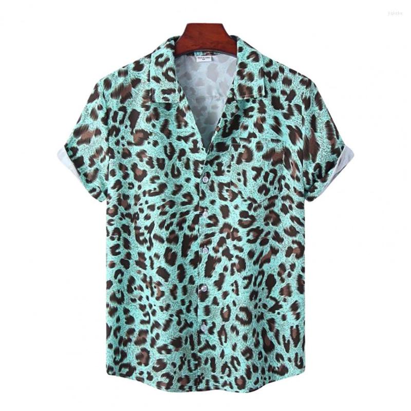 

Men's Casual Shirts Sexy Leopard Print Mens Hawaiian Shirt 2023 Summer Short Sleeve Quick Dry Beach Men Holiday Aloha Rock Party, Blue