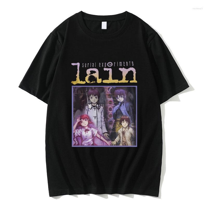 

Men's T Shirts Anime Serial Experiments Lain Graphic T-shirt Iwakura Weeb Girl Sci Fi Print Men Women Fashion Casual Oversized Tees, Red