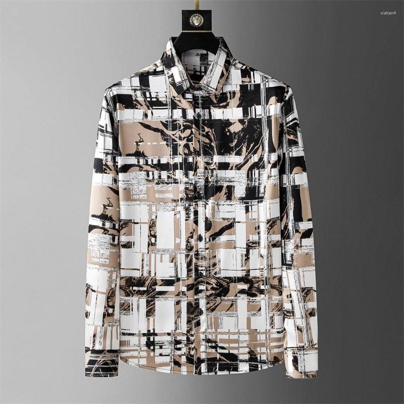 

Men's Casual Shirts 2023 Summer Plaid Men Long Sleeve Loose Ice Silk Breathable Business Formal Dress Clothing, Blue