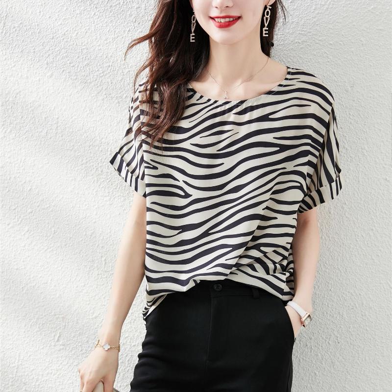 

Women's Blouses Fashion Luxury Ladies Chiffon Shirt France Style Woman Printing Blouse Spring Summer Short Sleeve Tops Blusa Mujer, Mixed color