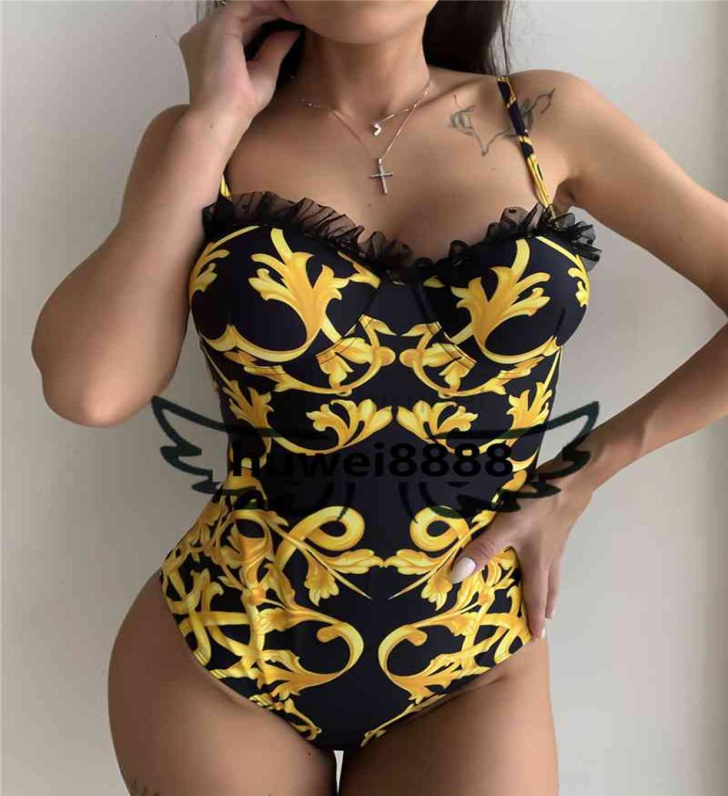 

Lace Side Swimwear Padded Push UP Women039s Onepiece Swimsuits Outdoor Beach Swimming Bandage Must Designer Wear2159031