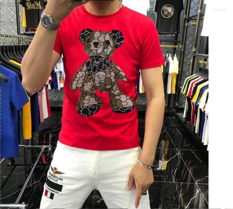 

Men's T Shirts S-6XL Anime Men Summer Designer Rhinestone O-neck Short Sleeve Top Tees Streetwear Male Slim Fit Casual T-Shirt, As picture shown