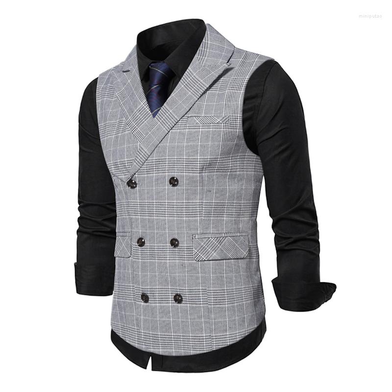 

Men's Vests Autumn Winter Arrival Double Breasted Men's Business Casual Waistcoat, Gray
