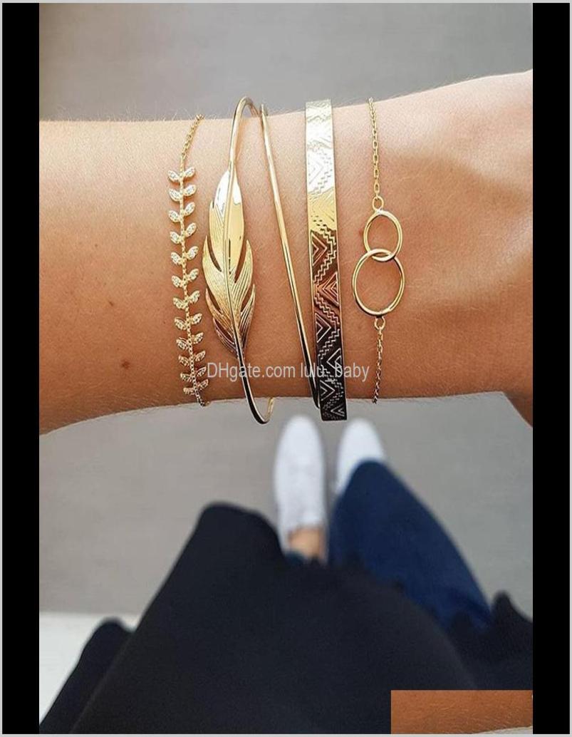 

Cuff Fashion Ins Style Multilayer Gold And Silver Chian With Leaves For Women Girl Link Jewelry Sysbc6067387