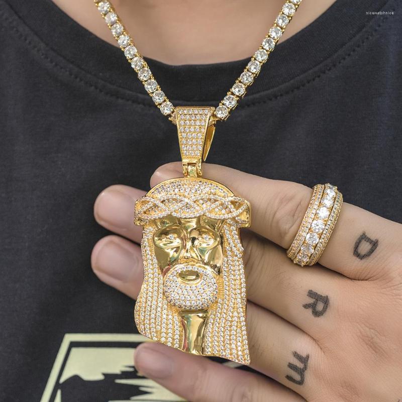 

Pendant Necklaces Iced Out Big Jesus Piece Necklace Hip Hop Dad Jewelry