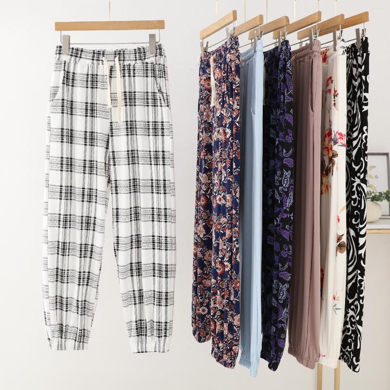 

Women's Sleepwear 2023 Spring Summer Printed Loose Sleeping Bottoms Modal Cotton Long Pajamas Pants Female Lounge Home Wear Trousers, Print 2