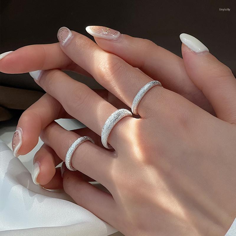 

Cluster Rings Shiny 925 Sterling Silver Index Finger Open Ring Adjustable Frosted Sense Female Fashion Personality Jewelry Wedding Gift