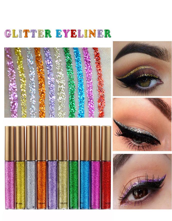 

10 pcsset Liquid Glitter Eyeliner Pencils Long Lasting Waterproof Shining Shimmer Eye Liner Liquids Makeup Eyeliners4764014, Single color