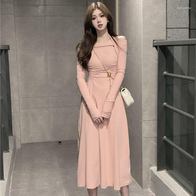 

Casual Dresses 2023 Bottom Elegant For Women Pure Sexy One Shoulder Waist Down Versatile And Slim Long Skirt, Gray