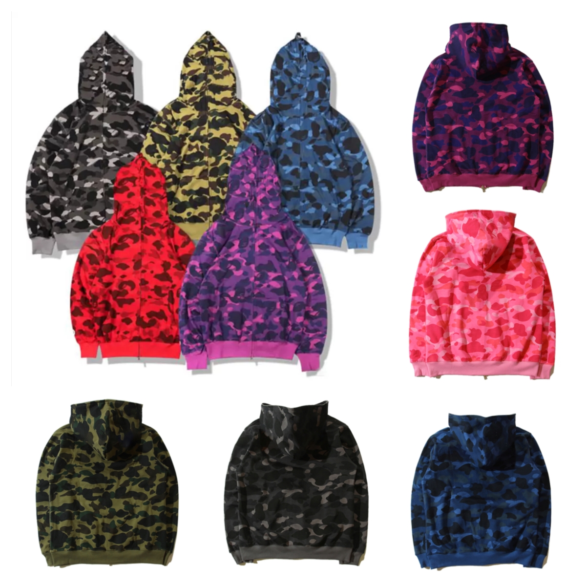 

Mens Designer Hoodies Zip Up Shark Jackets Long sleeve hooded Coats Loose Camouflage Jacket print Womans Hoodie Popular Pattern Sportwear high quality size S-3XL, #40