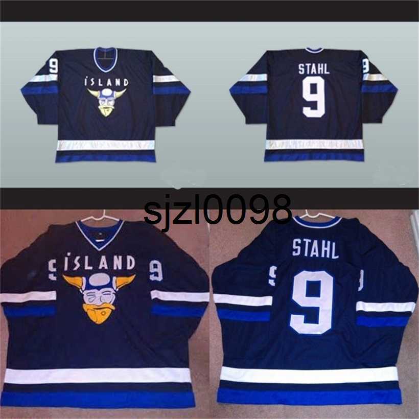 

Sj98 Mighty Ducks Movie Jersey Stahl Iceland #9 Men's 100% Stitched Embroidery Hockey Jerseys Fast Shipping, 9 blue