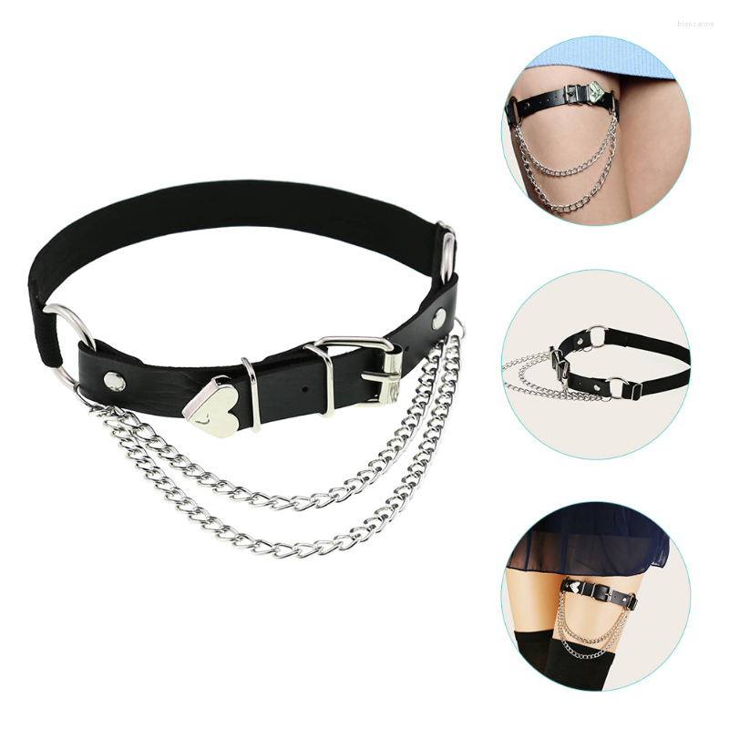 

Garters Elastic Gothic Thigh Ring Garter Heart Leg Women Punk, Black