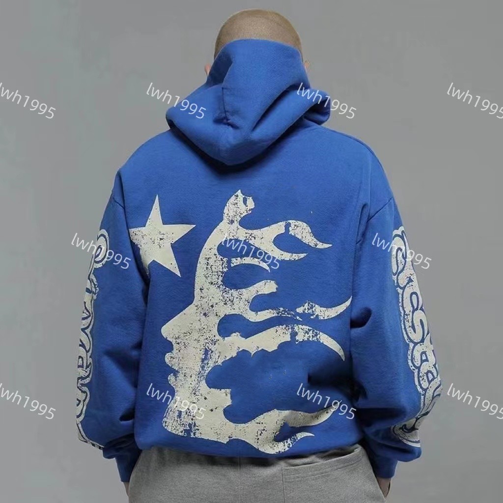 

Classic Wests Luxury Hoodie Hell Star Hellstar Flame Printed and Loose Coat Pullover Sweater Hooded