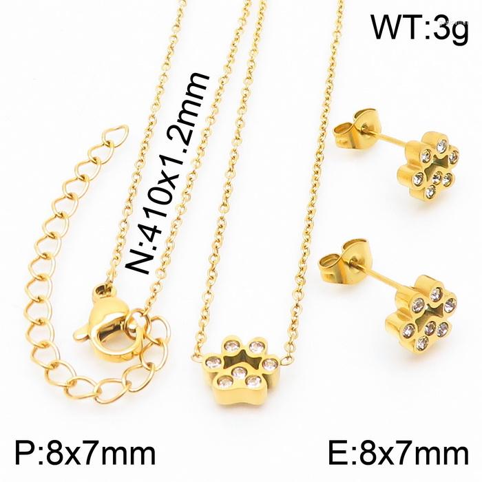 

Necklace Earrings Set Fashion Women Stainless Steel Round Zircon Pendants Bracelet Jewelry Gift, Picture shown