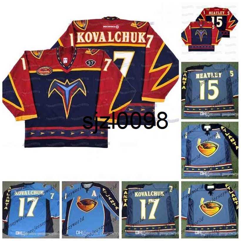

Sj98 Atlanta Thrashers 5th Anniversary Jerseys #17 ILYA KOVALCHUK 2003 #15 DANY HEATLEY #16 Buchberger #97 Player 2003 Vintage Hockey Jerseys, 16 buchberger white