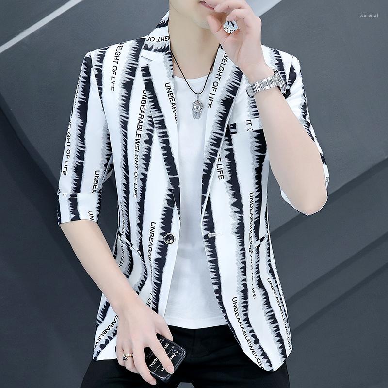 

Men's Suits Summer Men's Thin 3/4 Sleeve Casual Blazers Jacket Black Blue Green Color