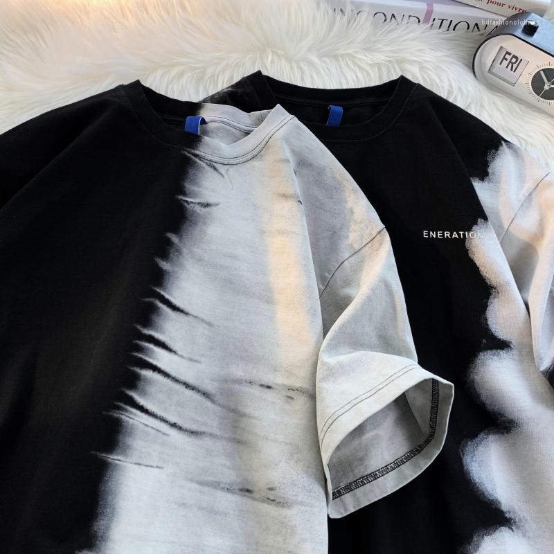 

Men's T Shirts Legible Summer Short Sleeve Men Casual Loose Tie-dye T-shirt Male O Neck Collar Tops Tee Man, Hei se