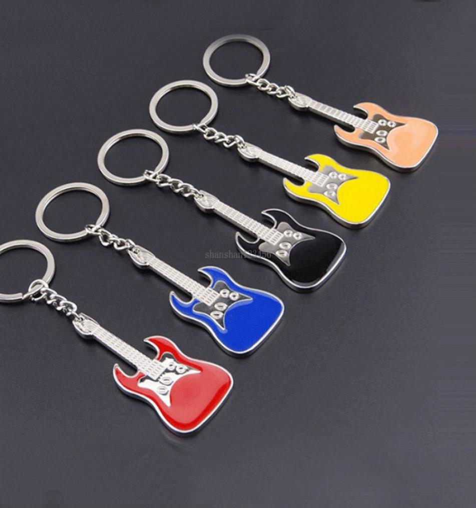 

Guitar Keychain Musical Instrument Enamel Guitar Key chains key ring Bag Hangs fashion jewelry will and sandy Black Red Blue8606430
