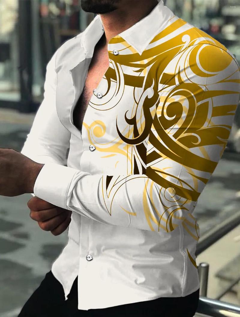 

Men's Casual Shirts Summer Silhouette Men's Shirt Long Sleeved 3D Flower Printed Clothing Street Hip Hop Top, Fs09ak222612e