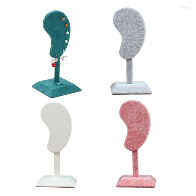 

Jewelry Pouches F19D Earring Stand Ear Shaped Earrings Holder Flannel Hanging Rack