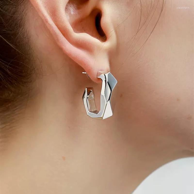 

Hoop Earrings Huitan Geometric For Women Metal Silver Color Fashion Contracted Girls Ear Piercing Modern 2023 Jewelry