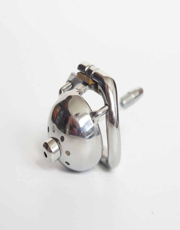 

China Super short metal cock cage 304 stainless steel small male chastity cage with catheter new chastity devices for men8887255