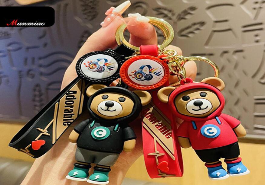 

Cartoon Keychains Key Chain Buckles Men Women Bags Purse Car Keychain Silica Gel Lovers Lightning Hoodie Bear Pendant Accessories 6621268