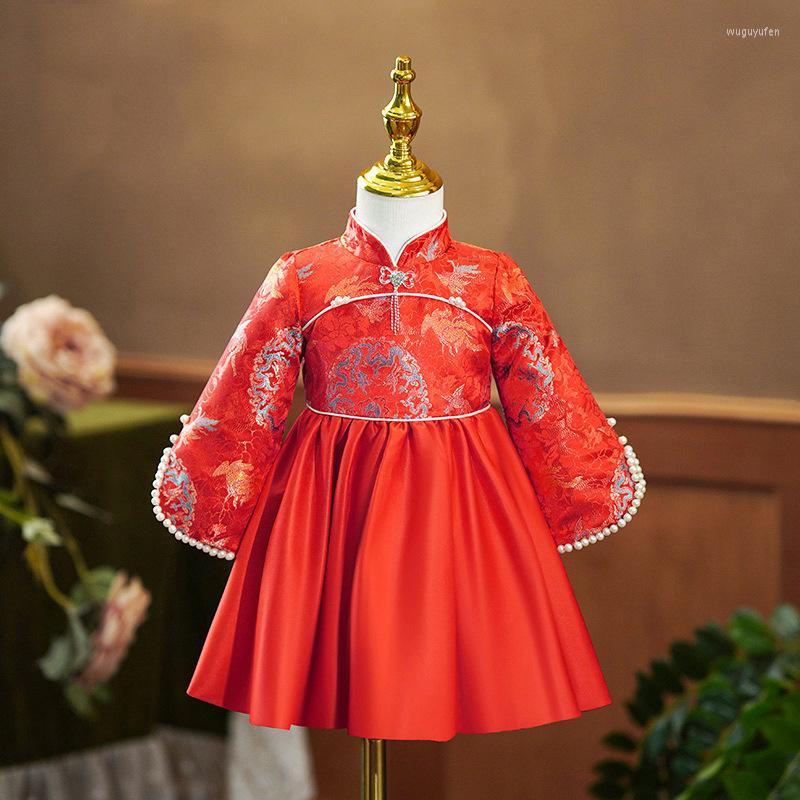 

Ethnic Clothing 2023 Year Baby Girl Red Print Hanfu Kid Chinese Ancient Costumes Traditional Outfit Tang Suit Birthday Gift