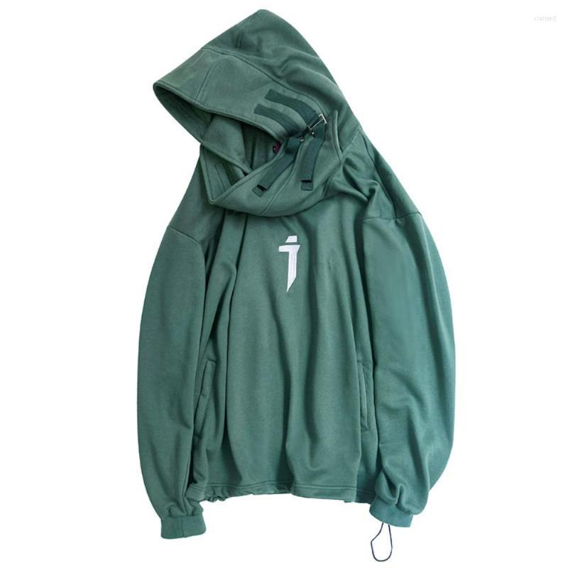

Men's Hoodies Women Men High Neck Fish Mouth Pullover Hoodie Harajuku Streetwear Loose Hooded Autumn Winter Hip-hop Oversized Techwear, Black