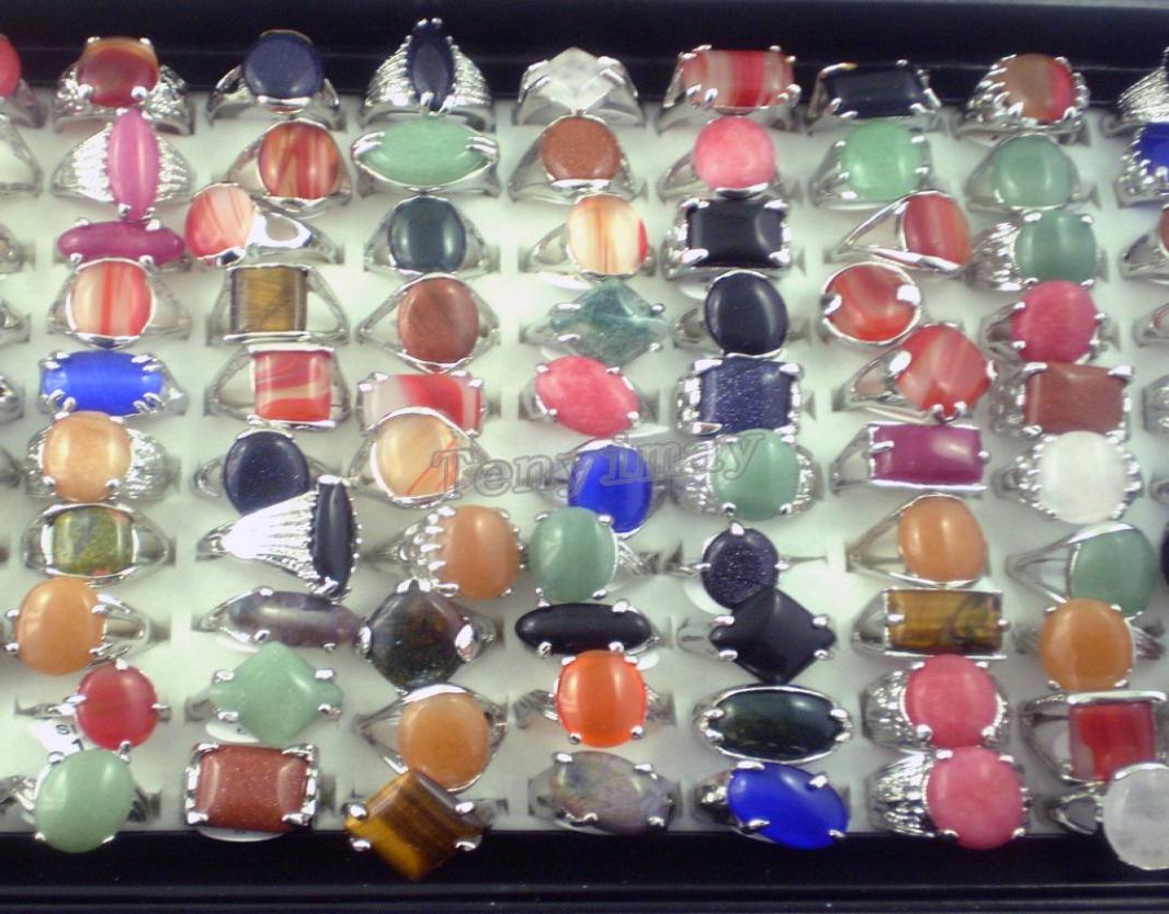 

Natural gemstone rings mixed size fashion costume rings women039s finger rings pack of 50pcs8123035