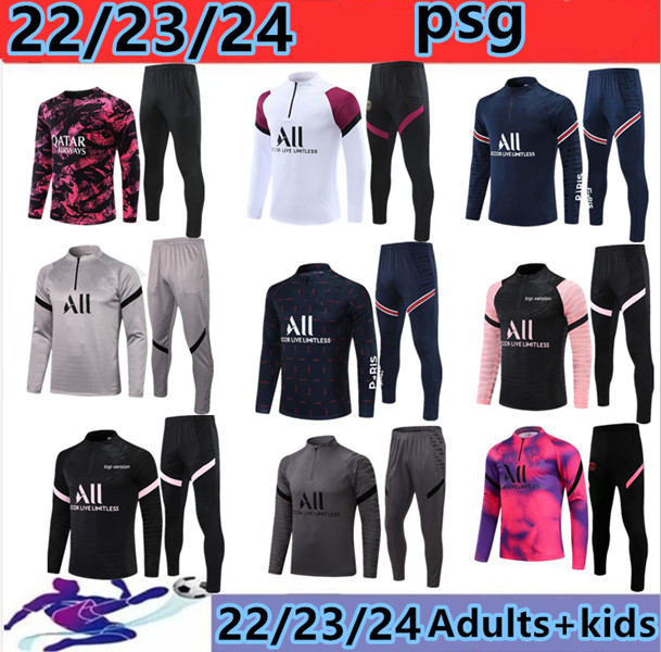 

21 22 23 PSGS MBAPPE soccer jersey tracksuit 21 22 2023 Classic style Paris Training Suit Half pull Long sleeve SERGIO RAMOS VERRATTI ICARDI adult kids football, 12