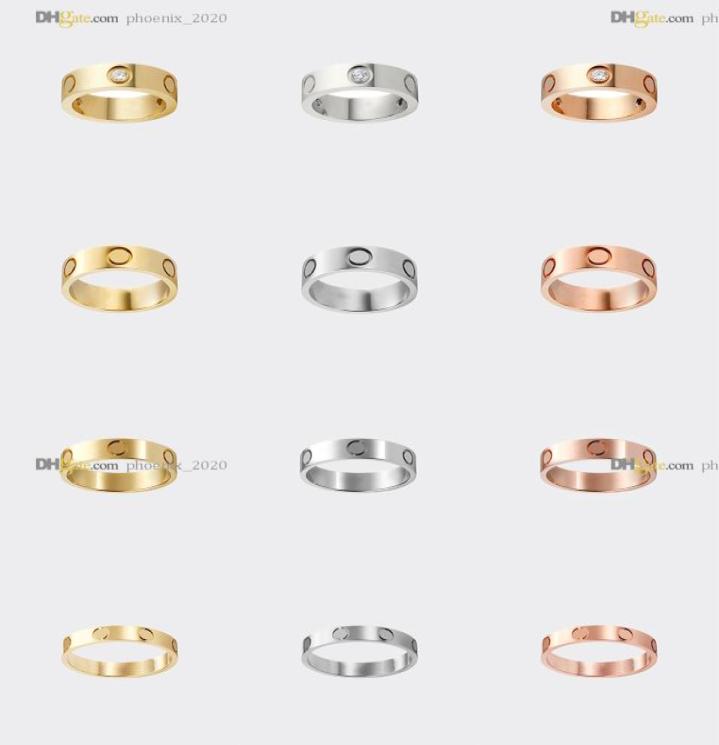 

Love Ring Designer Rings Carti Band Ring 3 Diamonds WomenMen Luxury Jewelry Titanium Steel GoldPlated Never Fade Not Allergic Go3775230
