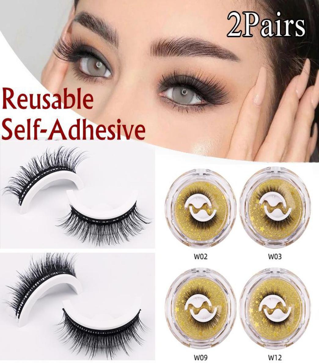 

False Eyelashes Pairs Reusable Selfadhesive Glue Fake Eye Lashes Easy To Wear Fluffy Eyelash Extension Makeup ToolFalse4167777