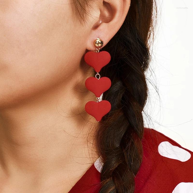 

Dangle Earrings Statement Red Plush Heart For Women Trendy Love Shape Drop Jewelry Accessories Brincos 8402