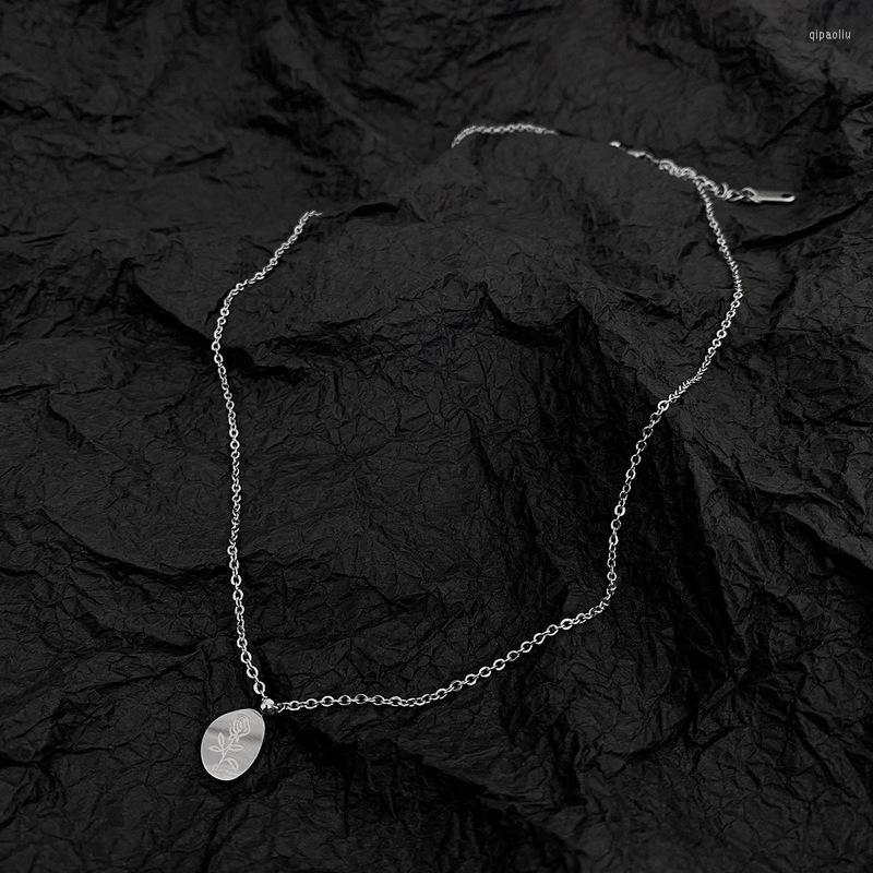 

Pendant Necklaces Origin Summer Silver Color Tulip Flowers Geometric Necklace For Women Stainless Steel Jewelry