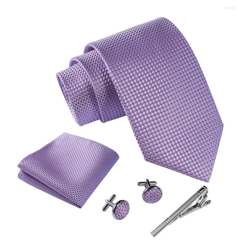 

Bow Ties IkepeibaoMen Vi Light Purple Dots Necktie Sets With Hankie Metal Cufflinks Clip Set Fit Formal Party Easter Day Yellow